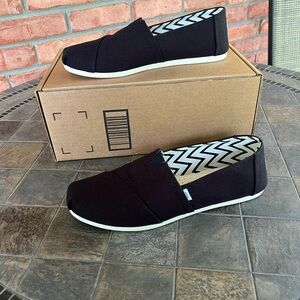 Toms Classic Alpargata Black Slip-On Shoes, 10 wide